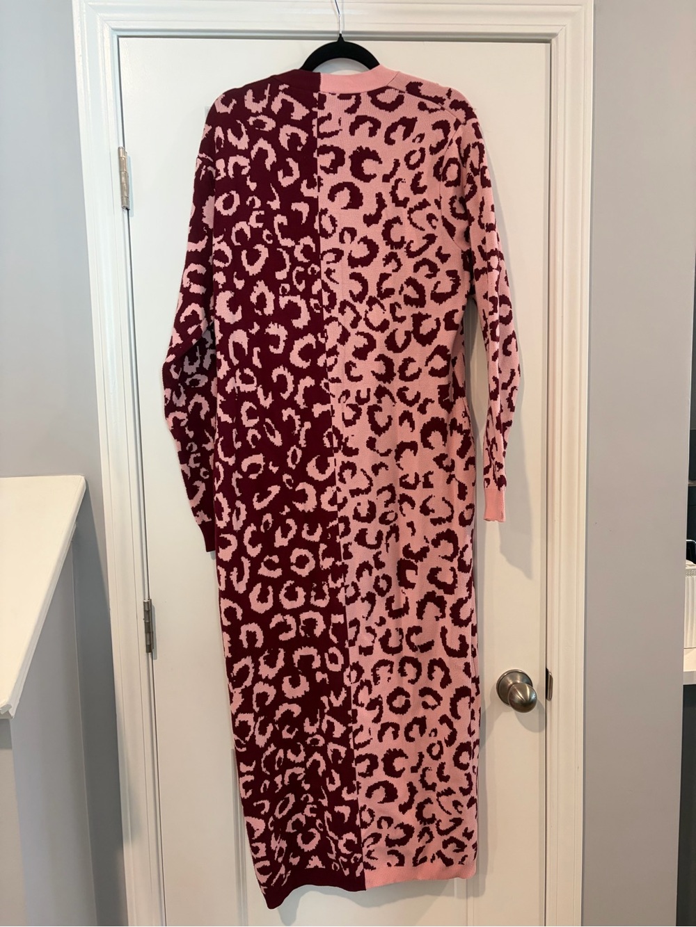 FARM Rio Pink & Burgundy Leopard Long Sleeve Knit Dress - Picture 8 of 8